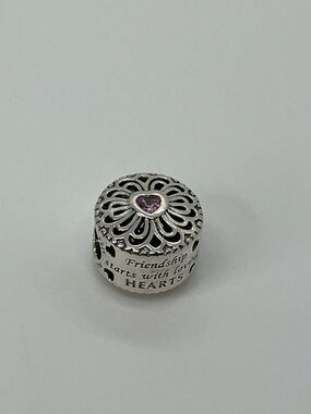 Pandora 925 ALE Love & Friendship Charm w Pink Heart CZ | 791955PCZ